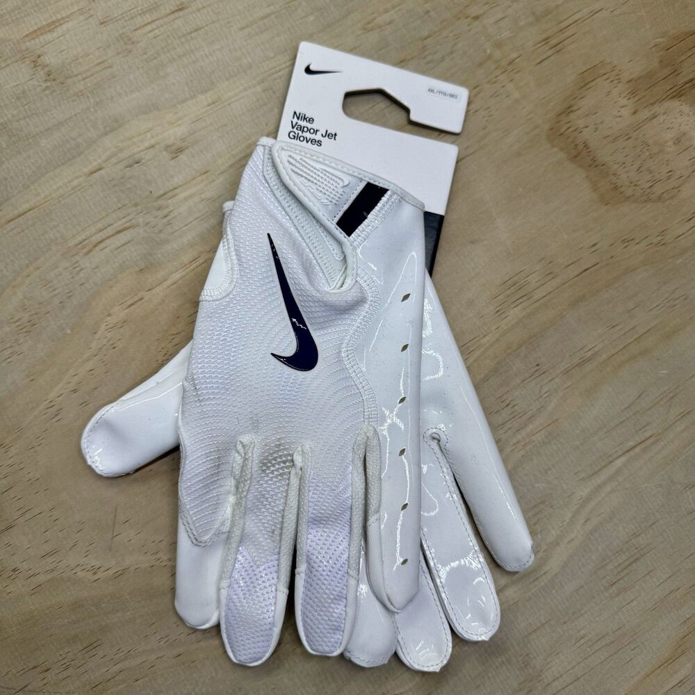 NEW Nike Vapor Jet Football Gloves White PURPLE NFL Logo Sz 2XL HF0315-167